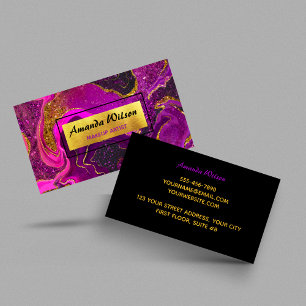 Carte De Visite Elégante parties scintillant en marbre rose faux o