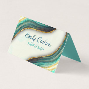 Carte De Visite Élégante parties scintillant en marbre vert émerau