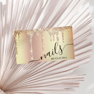 Carte De Visite Elégante parties scintillant en or élégant goutte