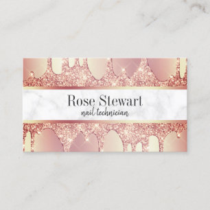Carte De Visite Élégante parties scintillant en or rose en cuivr