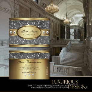 Carte De Visite Elégante Parties scintillant or argent étoiles et 