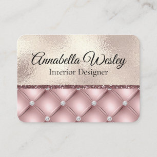 Carte De Visite Elégante Parties scintillant rose et diamants sur