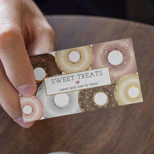 Carte De Visite Élégante Parties scintillant Saupoudrer de beigne  (Créateur téléchargé)