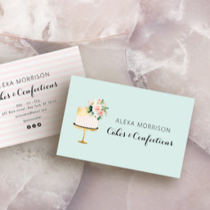 Carte De Visite élégante pâtisserie florale noir et or