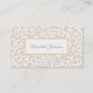 Carte De Visite Élégante perruques beiges Damas Feminine Floral