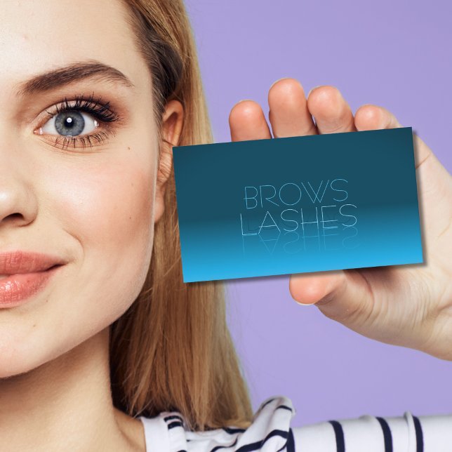 Carte De Visite Elégante police de miroir Turquoise dégradé avec p (Créateur téléchargé)