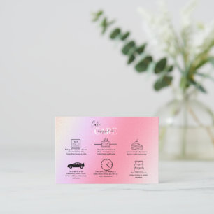 Carte de visite élégante pour le soin de gâteaux h