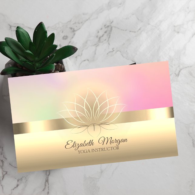 Carte De Visite Élégante Professeure de Yoga Fleur de Lotus Profes (Créateur téléchargé)