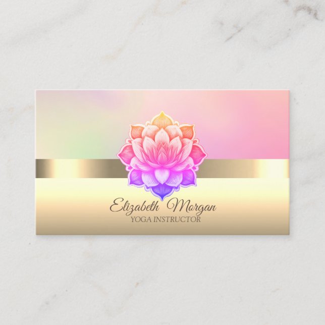 Carte De Visite Élégante Professeure de Yoga Fleur de Lotus Profes (Devant)