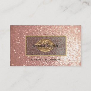 Carte De Visite Élégante professionnelle de luxe rosegold lèvres d