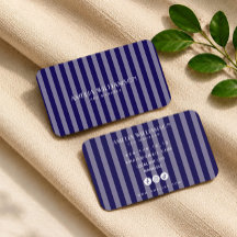 Carte de visite élégante rayée bleue minimale