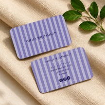 Carte de visite élégante rayée violet doux minimal