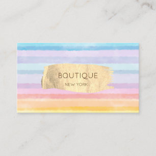 Carte De Visite Élégante Rayure Aquarelle Trait de Pinceau Or