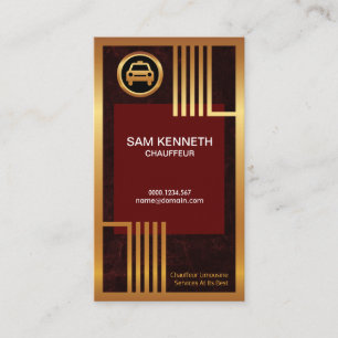 Carte De Visite Elégante Red Grunge Golden Borders Taxi Chauffeur