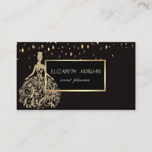Carte De Visite Élégante robe moderne glamour en faux or, Étoiles