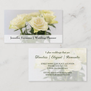 Carte De Visite Elégante Rose blanche Fleurs Wedding planner class