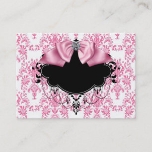 Carte de visite élégante rose damassé