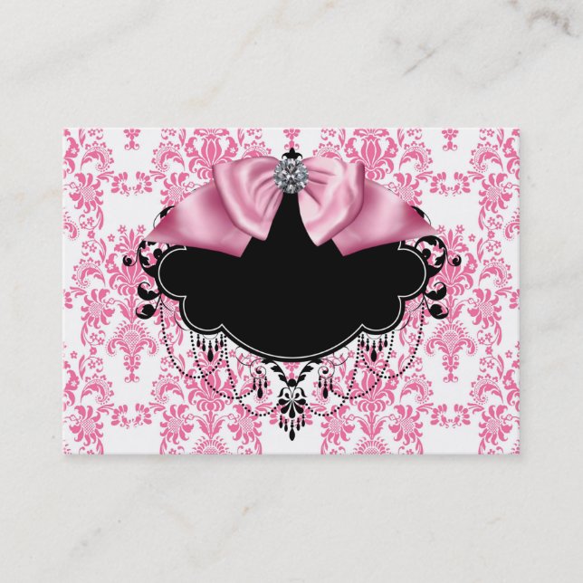 Carte de visite élégante rose damassé (Devant)