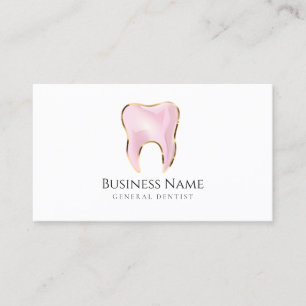 Carte de visite élégante rose et or pour dentiste 