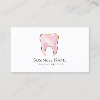 Carte de visite élégante rose et or pour dentiste 