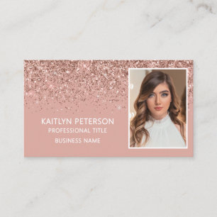 Carte de visite élégante Rose Gold Glitter avec co