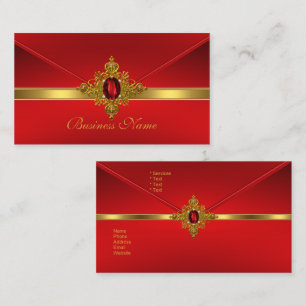 Carte de visite élégante Rouge Or Trim Rouge Joyau