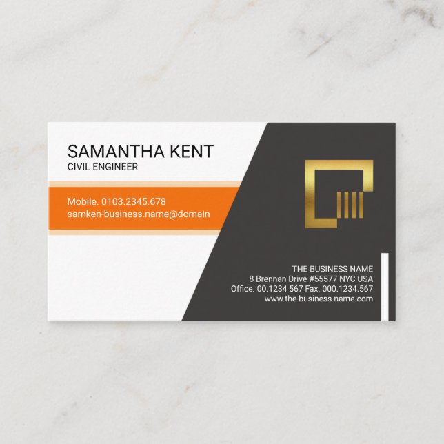 Carte De Visite Elégante technique de la tripe orange (Devant)