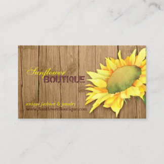 Carte De Visite Elégante Tournesol en bois de Barnwood