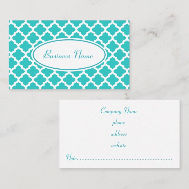 Carte de visite élégante turquoise professionnelle (Devant / Derrière)