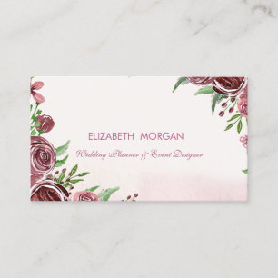 Carte De Visite Élégantes Fleurs Romantiques Aquarelles Modernes R