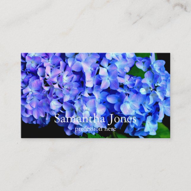 Carte De Visite Elégantes hydrangées florales violettes bleues (Devant)