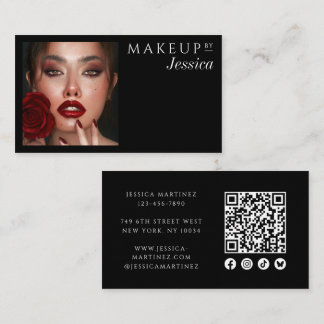 Carte De Visite Élégantes icônes sociales QR Code Photo Maquillage