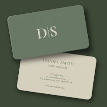 Élégantes Initiales Minimalistes Beige sur Vert At