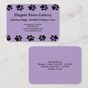 Carte de visite Élégantes Pattes Cattery avec empr