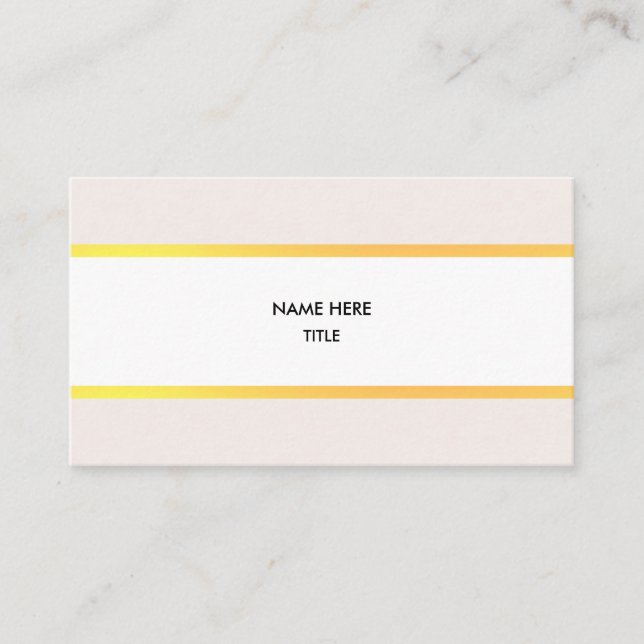 Carte De Visite Élégantes rayures dorées et beige sur fond blanc (Devant)