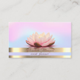 Carte De Visite Élégantes Rayures Dorées Lotus Holographique