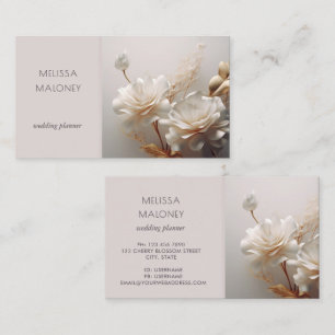 Carte De Visite Élégantes Roses 3D en Or Blanc