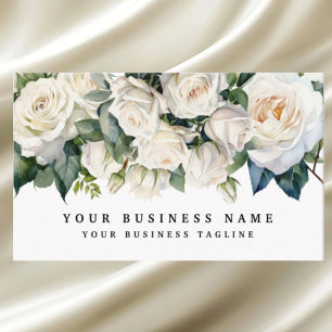 Carte De Visite Élégantes Roses Fleurs Florales Blanches