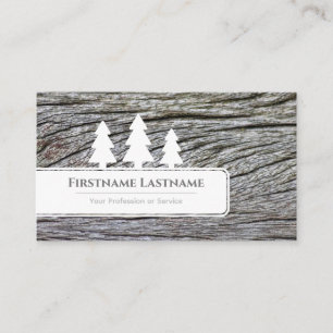 Carte De Visite Élégants arbres blancs sur bois blanc de grain bla