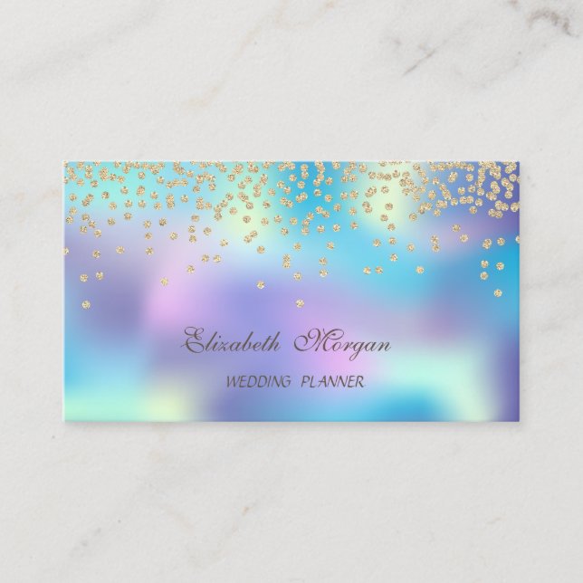 Carte De Visite Élégants Diamants Dorés Brillants Holographiques M (Devant)