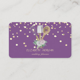 Carte De Visite Élégants outils de pâtisserie en or confetti