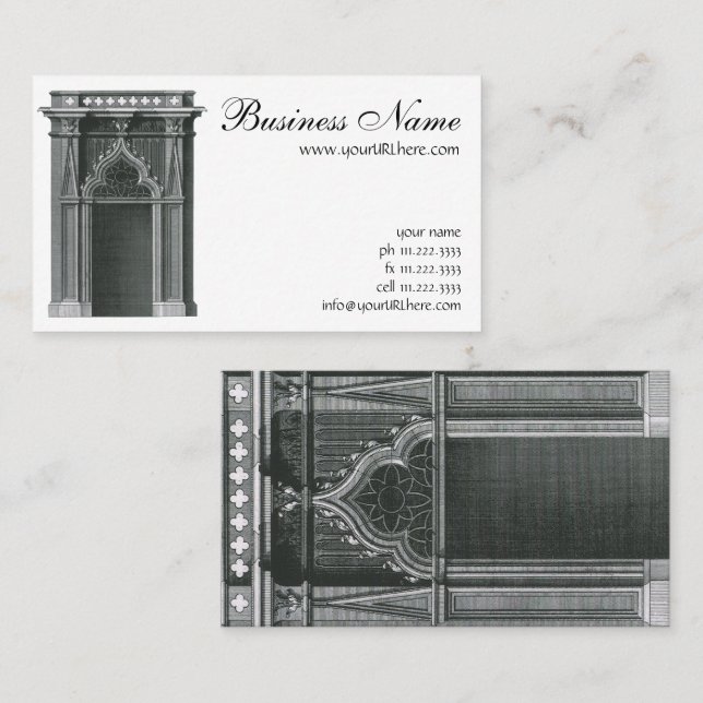 Carte De Visite Élément architectural ancien, porte gothique (Devant / Derrière)