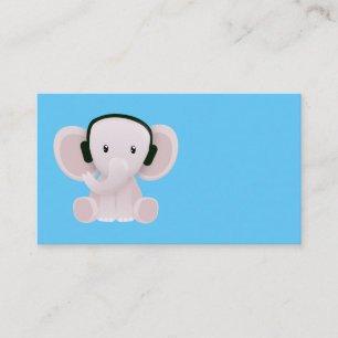 Carte De Visite Elephant aime la musique