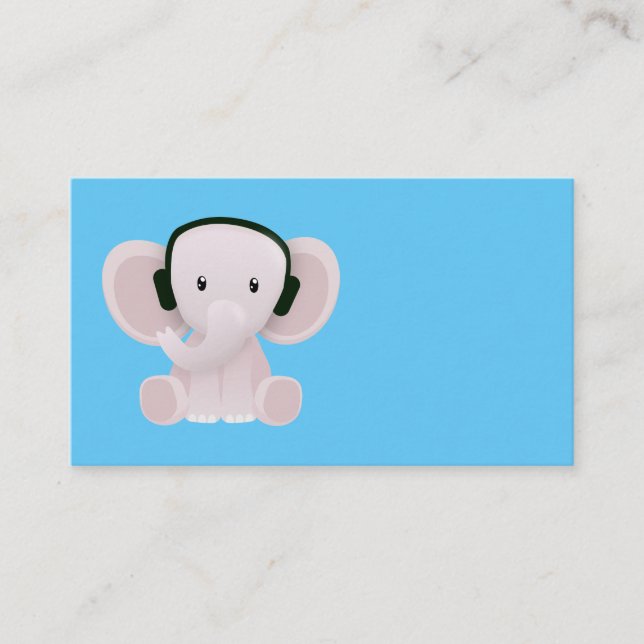 Carte De Visite Elephant aime la musique (Devant)