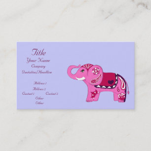 Carte De Visite Eléphant au henné (rose/violet) (Baby shower)