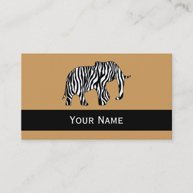 Carte De Visite Elephant avec Zebra Stripes + vos idées (Devant)