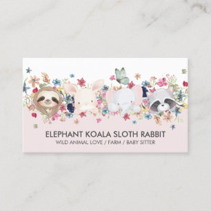 CARTE DE VISITE ELEPHANT KOALA SLOTH RABBIT BÉBÉ ANIMAUX