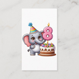 Carte De Visite Éléphant Mignon 8ème Anniversaire