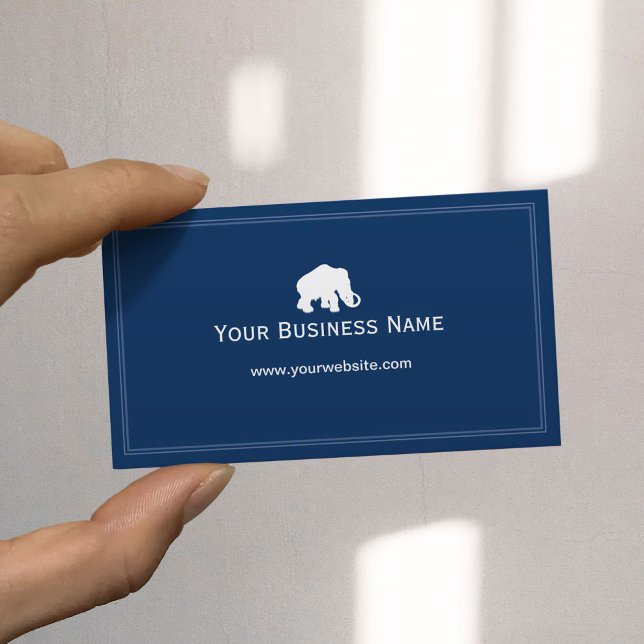 Carte De Visite Éléphant minimaliste de mammouth bleu clair (Créateur téléchargé)