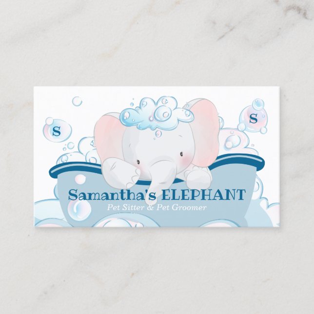 Carte De Visite Elephant Pet Care Baby Spa Bain Groomer (Devant)